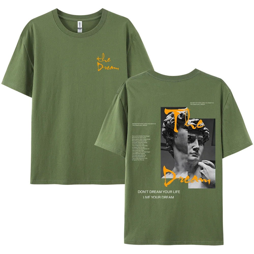 Streetwear Don'T Dream Your Life Live Your Dream Men Clothes Fashion Summer T-Shirts 100% Cotton Loose Tops Breathable Tee