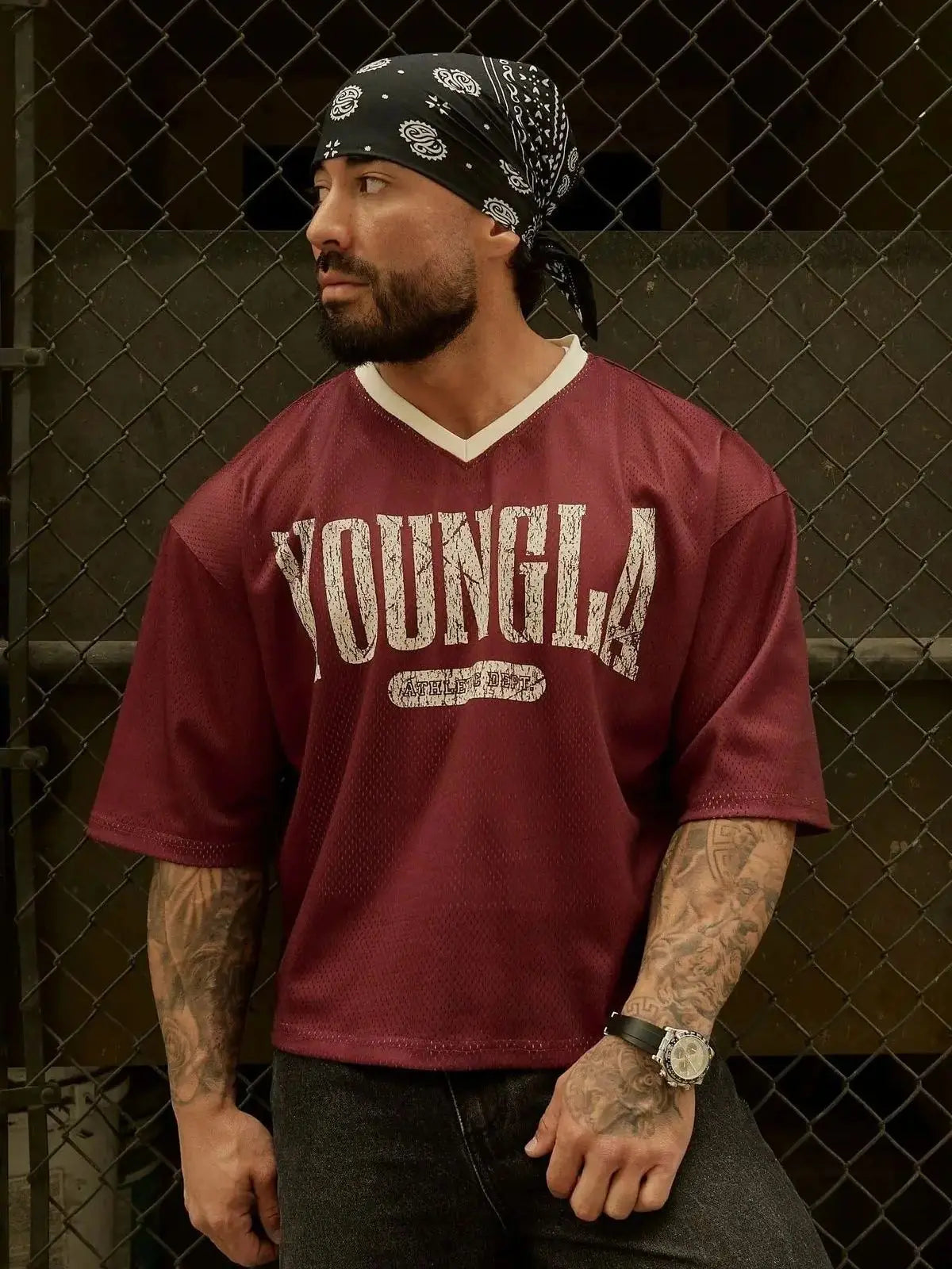 Summer new YA Trendy Brand Super Large T-shirt Men Sports Fitness Quick drying Breathable Large Mesh Printed Short Sleeve Top