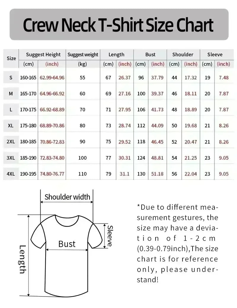 Men Cotton T-shirt Luxury Brand Fashion Big Size Top Casual Crew Neck Short Sleeve Streetwear Classic New Arrival Print Tee 4XL