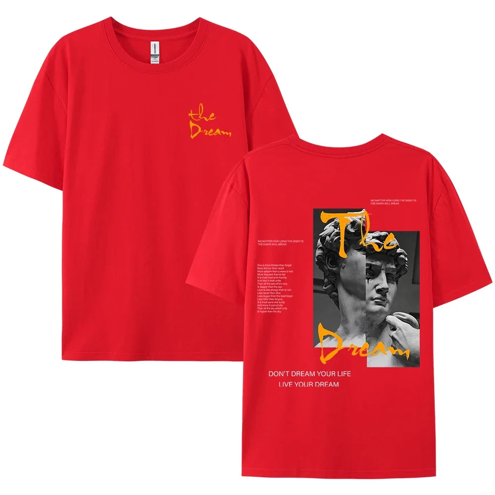 Streetwear Don'T Dream Your Life Live Your Dream Men Clothes Fashion Summer T-Shirts  100% Cotton Loose Tops Breathable Tee