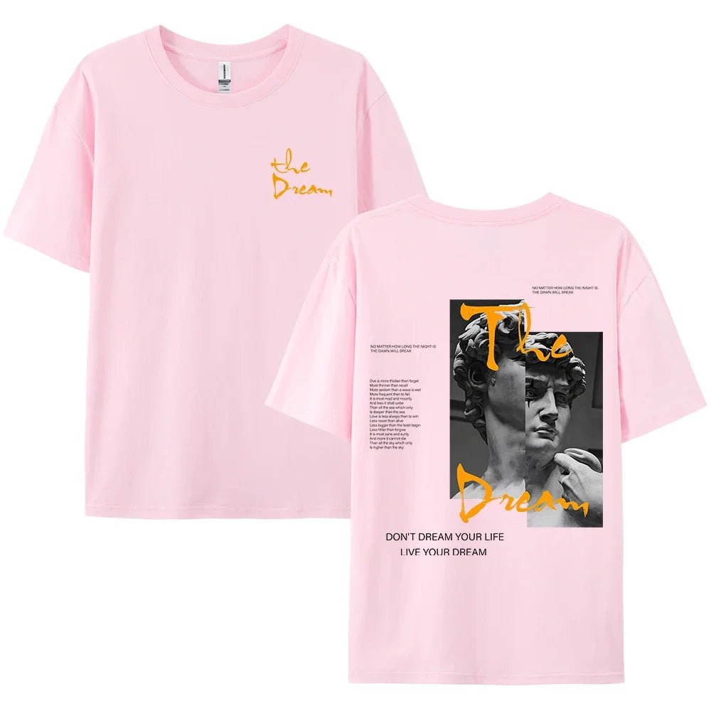 Streetwear Don'T Dream Your Life Live Your Dream Men Clothes Fashion Summer T-Shirts  100% Cotton Loose Tops Breathable Tee