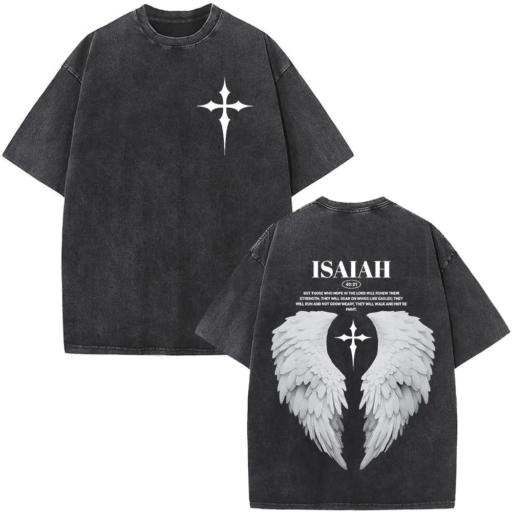 Christian Jesus Faith Over Fear Bible Verse Washed T-shirts Men Women Fashion Vintage Oversized T Shirts Harajuku Cotton T-shirt