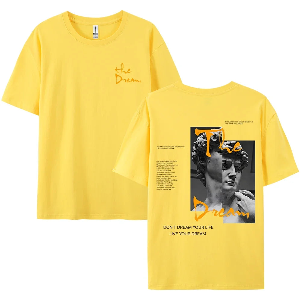 Streetwear Don'T Dream Your Life Live Your Dream Men Clothes Fashion Summer T-Shirts  100% Cotton Loose Tops Breathable Tee