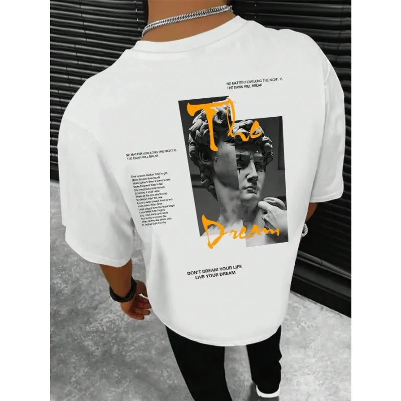 Streetwear Don'T Dream Your Life Live Your Dream Men Clothes Fashion Summer T-Shirts  100% Cotton Loose Tops Breathable Tee